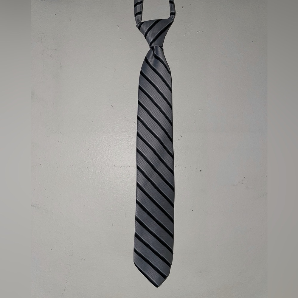 Silver Black Stripped Tie